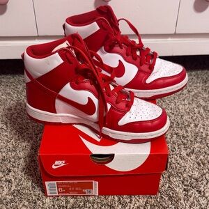 Nike Dunks Red and White High-Tops for Valentine’s Day